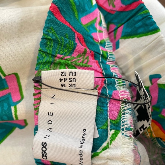 Asos Wide Leg High Rise Pull On Graphic Pants “made in Kenya” - NWT - Picture 10 of 11